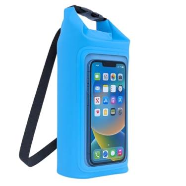 Imagem de Saco Estanque Impermeável 2L com Visor Touch para Celular Bolsa Dry Bag Praia Mergulho Piscina Trilha Caiaque (Azul Claro)