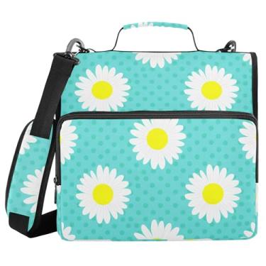 Imagem de Burbuja Daisies Pasta de fichário com zíper com 3 anéis com lixa expansível e alça de ombro para laptop de 13 polegadas, vários bolsos para trabalho de escritório