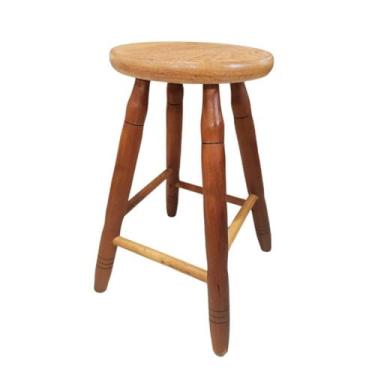 Imagem de Banqueta Banquinho madeira Maciça para Cozinha, Balcão, Pub e Varanda - Assento Rústico e Resistente(M 50cm)