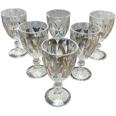 Imagem de Conjunto 6 Taças Vidro Platinado 330ml Elegantes Transparentes Sofisticadas Mesa Posta Jantares Drinks Água Sucos Premium