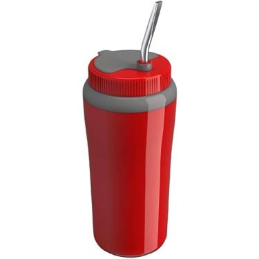 Imagem de Garrafa Térmica de Aço Inoxidável Tipo Cuia, 1000ml, Tampa Hermética, Isolamento a Vácuo, Vermelho, para Bebidas Quentes vermelho