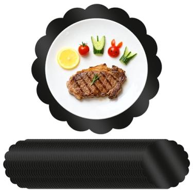 Imagem de Tomeurperf 60 peças de jogo americano de papel preto, jogo americano descartável de 33 cm para mesa redonda, papel decorativo para festa de aniversário, banquete de casamento - preto