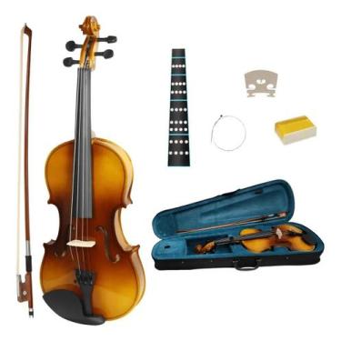 Imagem de Violino Arco Breu Cavalete Acústico 4 4 Madeira Estojo Luxo - KONIG