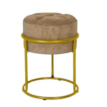 Imagem de Puff Banqueta Redondo Ferro Banco Poltrona Sala Escritorio Penteadeira Decoração puff redondo para Sala, Quarto ou Escritório, Conjunto Decorativo Moderno(Capuccino)