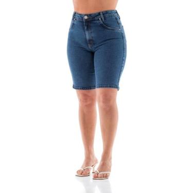 Imagem de Ciclista Jeans Feminina Arauto Slim Com Bordado, Azul médio, 48