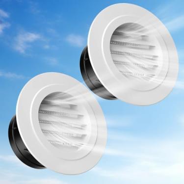 Imagem de Ventilações Soffit de 15 cm, pacote com 2 capas de ventilação com persiana ABS com tela de mosca, grade externa redonda para ventilação de sótão e telhado, serve para aberturas de 14,7 cm a 17,8 cm