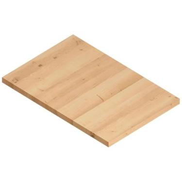 Imagem de Bancada de bloco de açougueiro de madeira maciça - Tampo de mesa de bloco de açougueiro inacabado de 30,5 x 19 cm x 1,3 cm, tábua de corte sólida para lavadora e secadora, bancada de cozinha, bancada