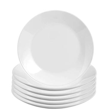 Imagem de Jogo 6 Prato Raso De Vidro Opalino 26cm Branco Classic Em Casa Tem
