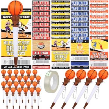 Imagem de Sayglossy Conjunto de 28 cartões esportivos de dia dos namorados com caneta esferográfica – 2026 cartões esportivos para o dia dos namorados, criança, escola, sala de aula, troca, presente de festa de