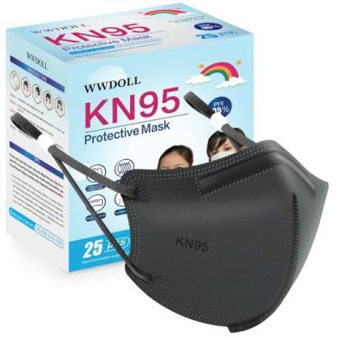 Imagem de Máscara facial WWDOLL Kids KN95, pacote com 5 camadas, cinza respiráve