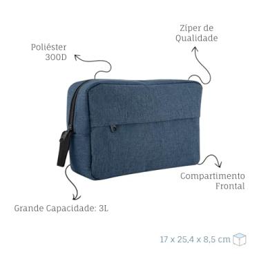 Imagem de Necessaire Azul 3L Poliéster com Compartimento Frontal