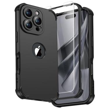 Imagem de ORETECH Capa para iPhone 16 Pro Max, com 2 protetores de tela (proteção contra quedas de 15 pés) (proteção total da câmera) capa de celular à prova de choque à prova de choque antiarranhões para
