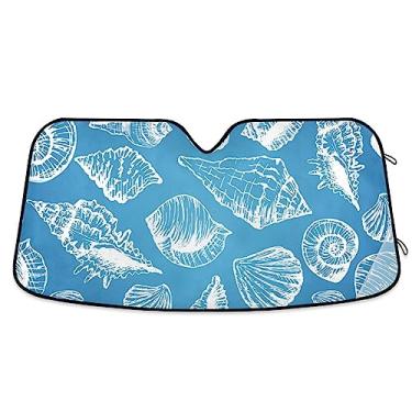 Imagem de Viseiras de sol de carro com concha desenhadas à mão para para-brisa, para-sol de para-brisa de carro, protetor solar de carro