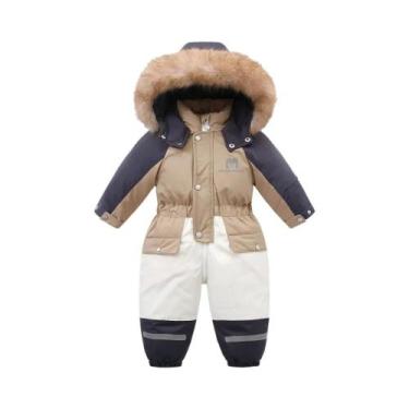 Imagem de Macacão De Inverno Infantil Impermeável Com Capuz, Casaco Espesso Para