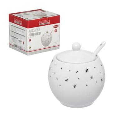 Imagem de Açucareiro Com Colher Em Porcelana Formiguinha 350ml - HAUSKRAFT