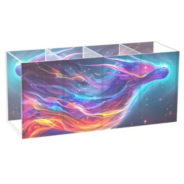Imagem de TSENQUE Porta-canetas de acrílico colorido neon cósmico de desenho animado para mesa, porta-pincéis personalizado, copos de lápis de papelaria, artesanato, decoração de escritório, organizador de mesa