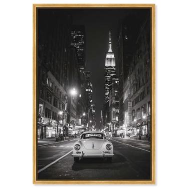 Imagem de Decoração de parede de viagem com impressão em tela Good Old New York por Art Remedy, moldura dourada, 40 x 61 cm