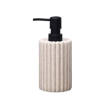 Imagem de hezhuhe2258 Dispensador de sabão criativo de alto valor de cor frasco de loção para hotel xampu dispensador de sabonete corporal garrafa vazia dispensador de sabão (bege)