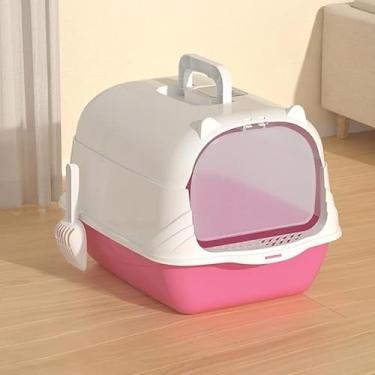 Imagem de Caixa de Areia Fechada para Gatos com Sistema Antiodor, Banheiro Higiênico com Pá e Ventilação(Rosa)
