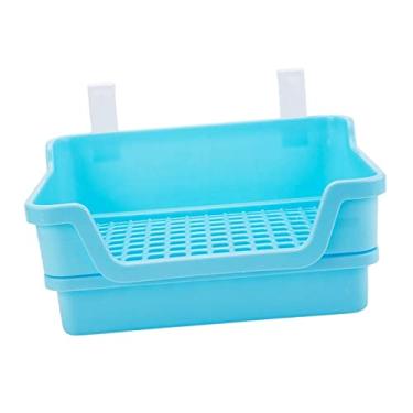 Imagem de Bothyi Caixa de areia de coelho para animais de estimação, treinador montado em gaiola de vaso sanitário para porquinhos-da-índia, chinchila, furão, coelhinho, ouriço, animais pequenos, azul