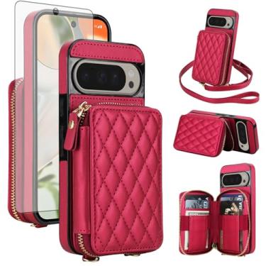 Imagem de Asuwish Capa de celular para Google Pixel 9/9 Pro/10/10 Pro 5G com protetor de tela de vidro temperado, alça transversal com bloqueio de RFID, suporte para cartão Pixel9 9Pro/Pixel10 10Pro Nine Ten