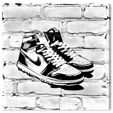 Imagem de Art Remedy Pôster de tênis de lona Brick City Jordans, envolto em galeria, 40 x 40 cm