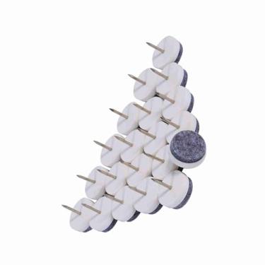 Imagem de GLOGLOW Protetores de Gaxeta de Móveis para Móveis, 24 Mm, Serviço Pesado, 20 Peças, Prevenção de Arranhões, Almofada de Feltro Marrom e Branco, Prego No Chão Nan (Branco)