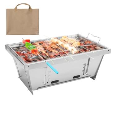 Imagem de Churrasqueira Pequena Para Exteriores,Churrasqueira a Carvão Dobrável - Grelhador De Churrasco Dobrável,Conjuntos De Ferramentas Para Churrasco Com Alças Para Campismo, Piquenique, Praia, Jardim, Parq