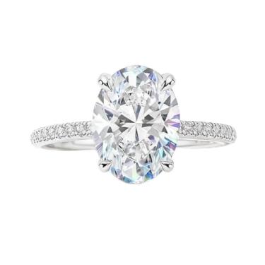 Imagem de 1 anel de noivado 1CT-5CT brilhante oval de zircão quebrado material aliança de casamento para mulheres promessa eternidade joia fina presente, 6, Cobre, Sem pedra preciosa