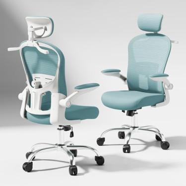 Imagem de TLLMOON -6066 Assento microajustável detalhado, assento para levantar e mover, suporte lombar 4D, apoio de braço 2D com apoio de cabeça, boom. Cadeira de estudo, cadeira de jogos. (W-azul)