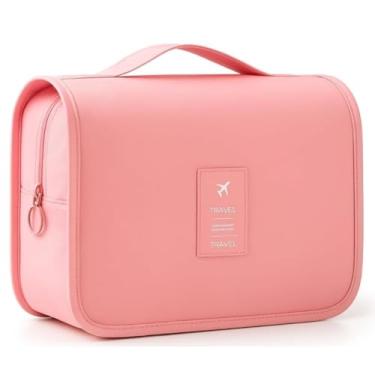Imagem de Necessaire de Viagem com Gancho, Organizador de Produtos de Higiene, Divisórias Múltiplas, Bolsa Organizadora de Maquiagem, Bolsa de Cosméticos, Necessaire Executiva Masculina Feminina (Rosa)
