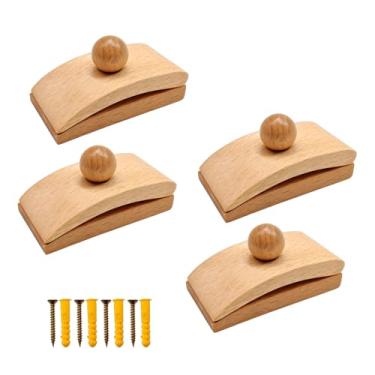 Imagem de Upriver 4 peças de cabides de tapeçaria pequenos, ganchos de colcha para pendurar na parede, grampos de cobertor, exibição de tapete, clipes de parede de madeira para pendurar