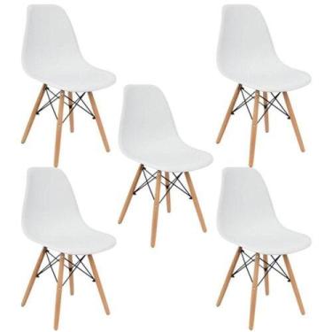 Imagem de Kit 5 Cadeiras Eiffel Charles Eames Wood Cozinha Jantar Branca - UNIVE