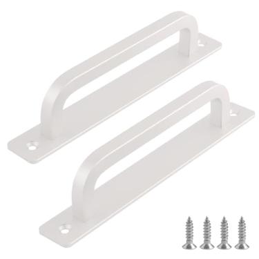 Imagem de funifiti Pacote com 5 puxadores de gaveta brancos de 17,8 cm, maçanetas de porta sem furadeira, puxador deslizante de pátio, maçanetas modernas, armários, portas de armário, maçanetas dobráveis de