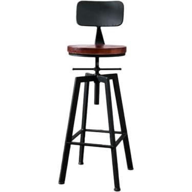 Imagem de WYNSJDBB Cadeira de bar, banco de bar com costas de ferro forjado, moderno, minimalista, tripé estável, cadeiras de bar, pernas altas, elegante, assento de bar