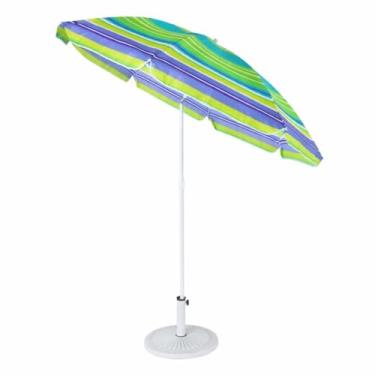 Imagem de Guarda Sol de Praia Caribe Multicolorido, Estrutura em Aço, 180cm Diâmetro, Proteção Solar, Altura Ajustável até 2m, para Praia, Piscina e Jardim, Não Acompanha a base