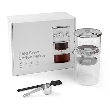 Imagem de Café Cold Brew 300ml 10 15oz Filtro de Vidro Borosilicato Cafeteira Gelado para Extração Chá e com Pincel Limpeza Colher Casa Escritório Viagem