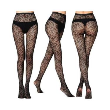 Imagem de Meias-calças Femininas Sensuais De Malha Transparente Com Estampas Gót