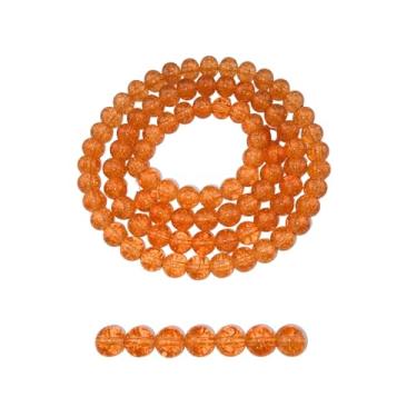 Imagem de DandS ltd Contas de vidro Crackle Lampwork para fabricação de joias, laranja natural, pulseiras vibrantes, colares, suprimentos de miçangas e kits de artesanato para joias artesanais, 80 peças de 10