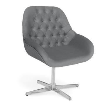 Imagem de Poltrona Base Giratória Alumínio Capitonê Pandora - Zari Decor, Velutt