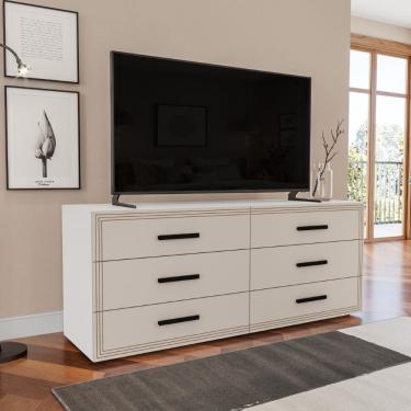 Imagem de Cômoda Valência 6 Gavetas Branco Creme Politorno Móveis