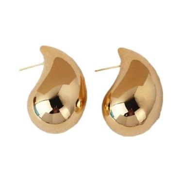 Imagem de Brincos De Argola Grossos Em Aço Inoxidável Com Banho De Ouro Para Mul