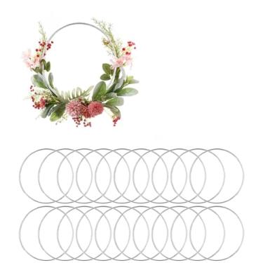 Imagem de Argola de guirlanda de prata floral - 1 peça de anel de artesanato de metal em vários tamanhos para fazer apanhadores de sonhos faça você mesmo, decoração de parede, macramê e projetos de decoração de