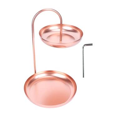 Imagem de Bandeja de frutas de 2 camadas, grande capacidade, estilo nórdico simples, ouro rosa, bandeja de lanche de metal para casa, escritório, empresa, recepção, café