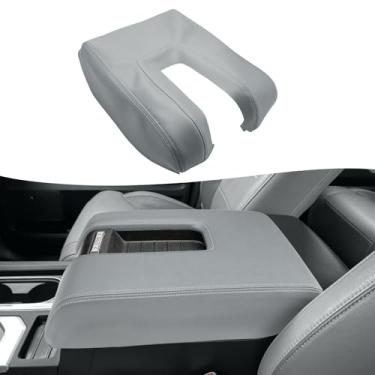 Imagem de KBH Substituição da capa do console central de carro para Toyota Tundra 2014 2015 2016 2017 2018 2019 2020 2021, estofamento de apoio de braço de couro de vinil, antiarranhões, cinza (apenas parte de