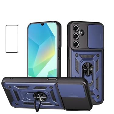 Imagem de WVOZWWO Capa para Xiaomi Redmi Note 13 4G com protetor de tela, capa protetora com suporte, capa de telefone militar para Xiaomi Redmi Note 13 4G (azul, Galaxy A16)
