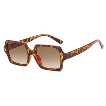 Imagem de Óculos de Sol Jelly Color Femininos com Rebites e Lentes Degradê UV400 para Homens e Mulheres, Ideais para Esportes ao Ar Livre, Corrida e Ciclismo, Estampa de Leopardo
