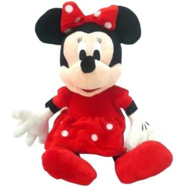 Imagem de Boneca de Pelúcia Minnie Laço Rosa Vermelha Mickey Disney, Vermelho