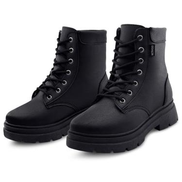 Imagem de Bota Coturno Feminina Tratorada Menina Super Conforto Cano Médio Preta-Feminino