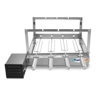 Imagem de Churrasqueira Giratória 4 Espetos Elétrica Rotativa Inox 430 Bivolt Mo